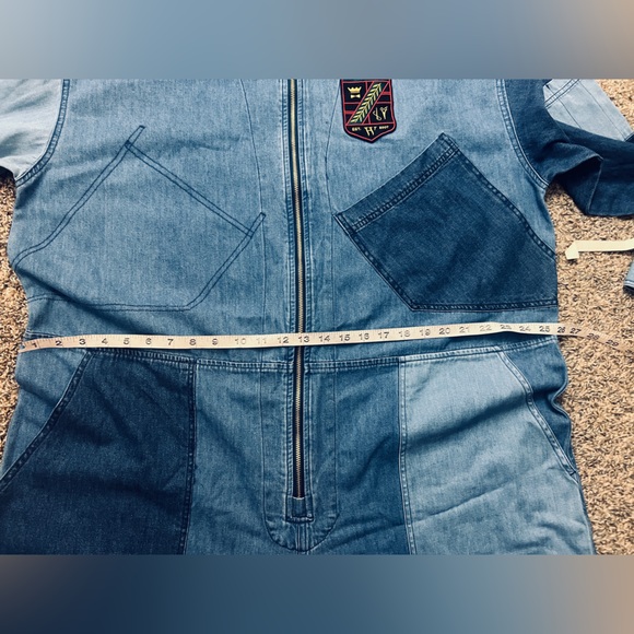 Houston White Streetcore  unisex Trendy denim blue Oversized Jumpsuit - Picture 10 of 12